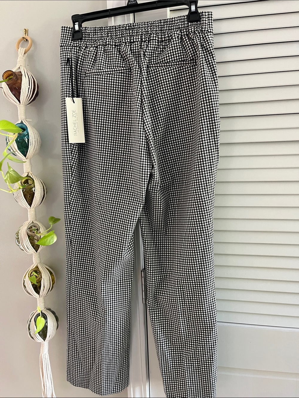 Rachel Zoe Black and White Gingham Straight-Leg Pants - Picture 3 of 3